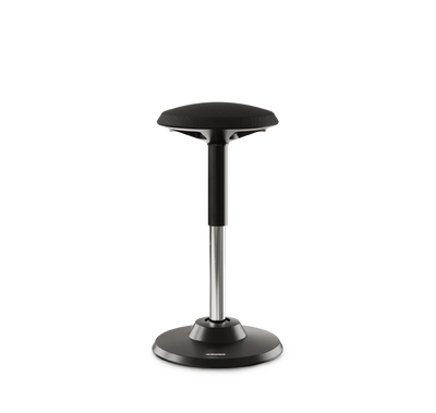 Tabouret assis-debout ergonomique DESKSPACE MOTION noir, vue produit détourée sur fond clair